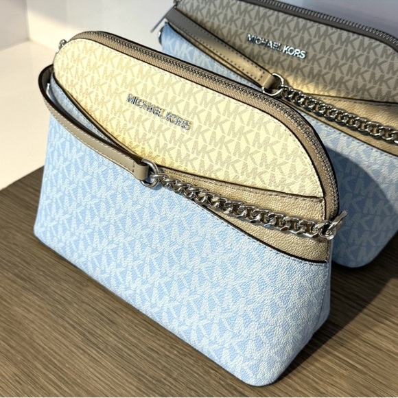 Michael Kors Medium Dome Jet Set Travel Color-Block Signature Logo Crossbody Bag - Picture 7 of 10